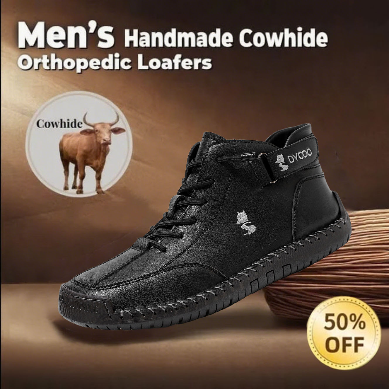 Today 70% OFF🔥Casual leather arch support non-slip wear-resistant high-top loafers