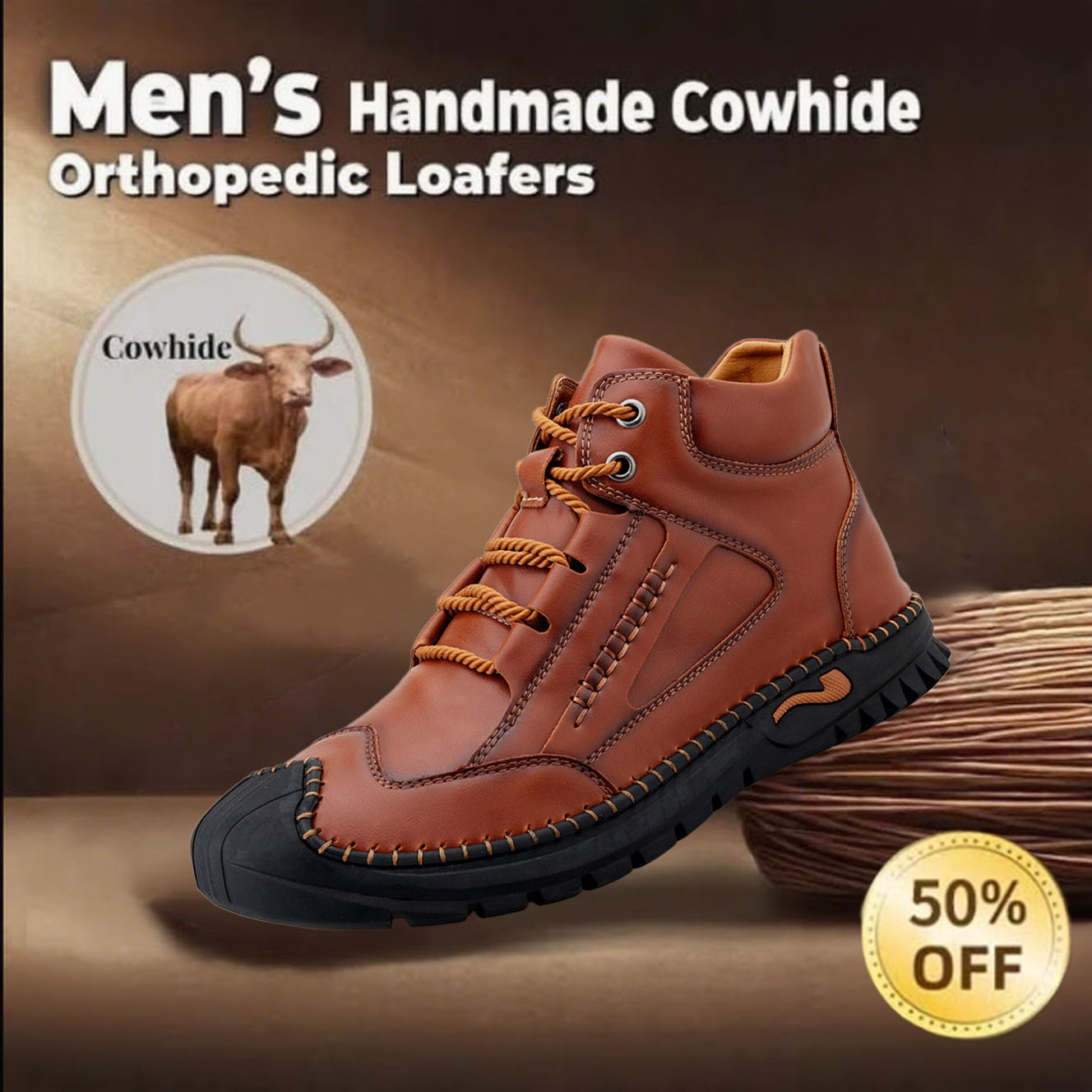 ⏰This Week 70% OFF🔥Casual leather arch support non-slip wear-resistant high-top loafers