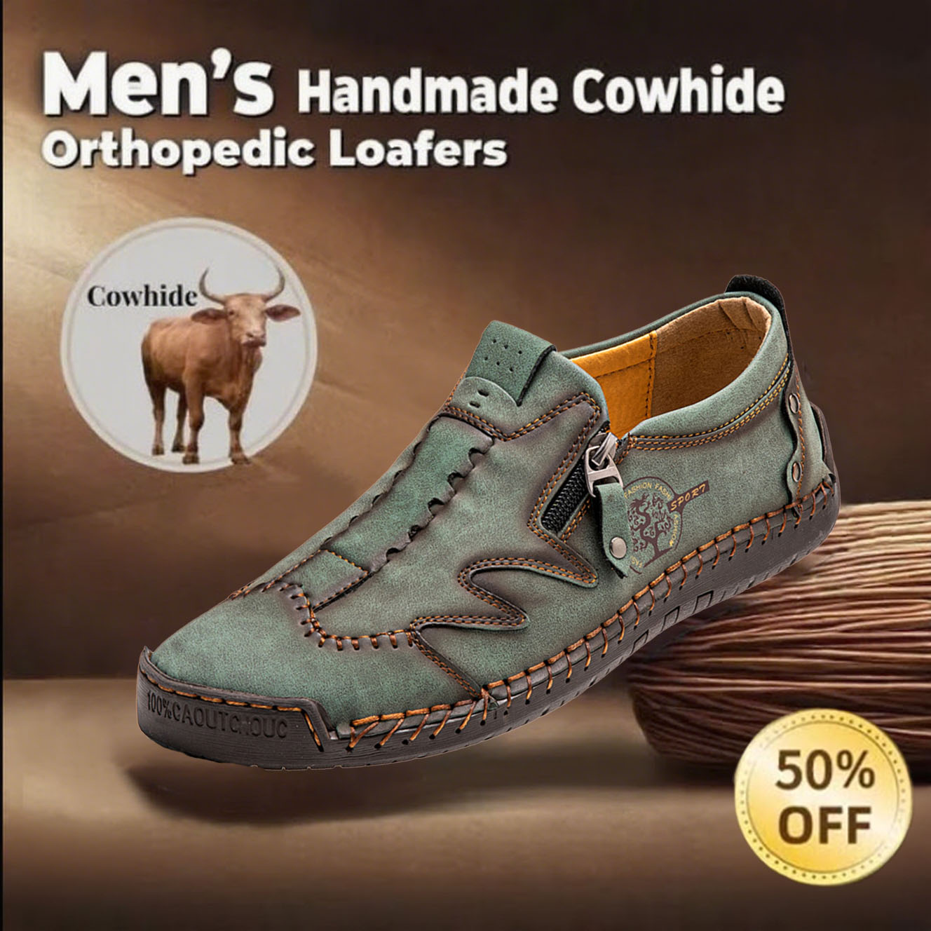 ⏰Limited Time Deal – 50% Off! Men's Vintage Hand - Stitched Comfortable Soft Leather Shoes