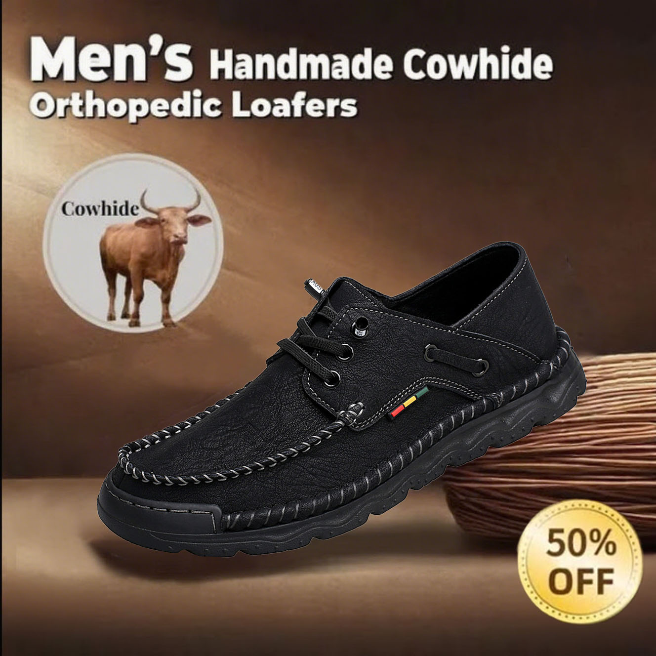 Limited Time Deal – 70% Off! Men's Vintage Hand - Stitched Comfortable Soft Leather Shoes