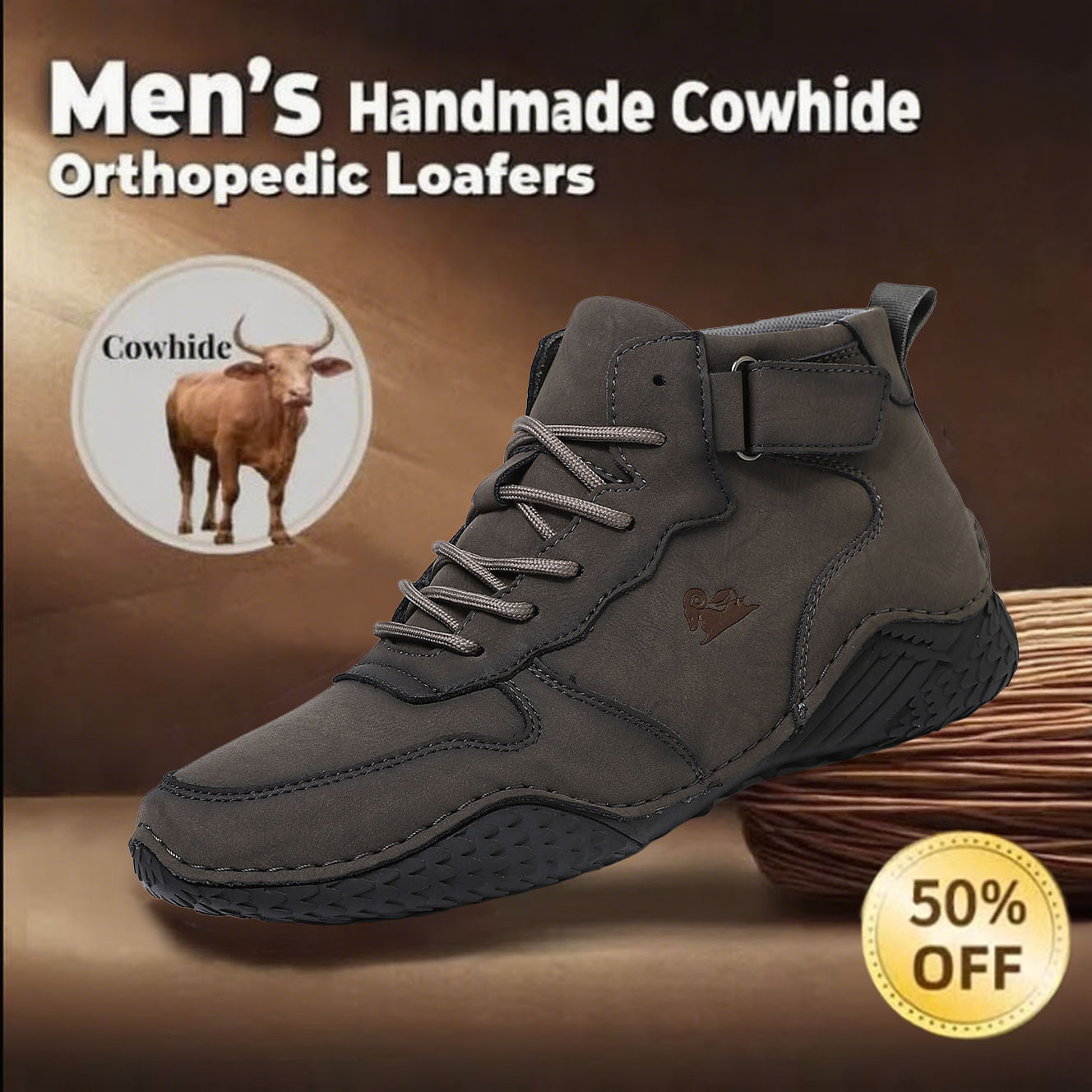 New product60% OFF🔥Casual leather arch support non-slip wear-resistant high-top Hiking Shoes