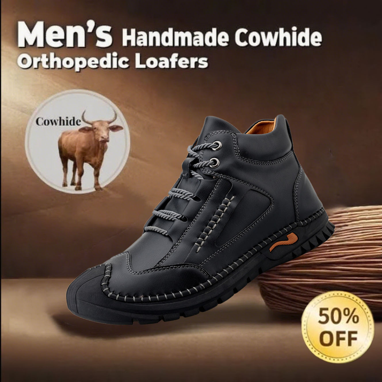 ⏰This Week 70% OFF🔥Casual leather arch support non-slip wear-resistant high-top loafers