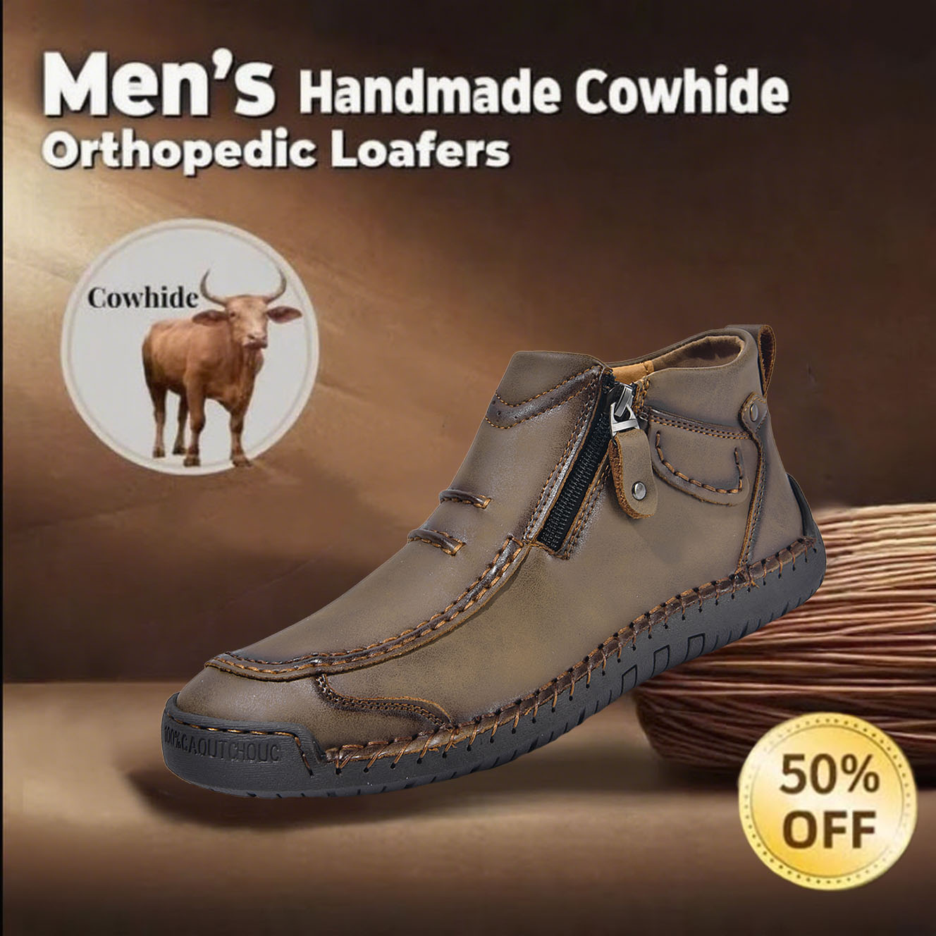 ⏰This Week 70% OFF🔥Casual leather arch support non-slip wear-resistant high-top loafers