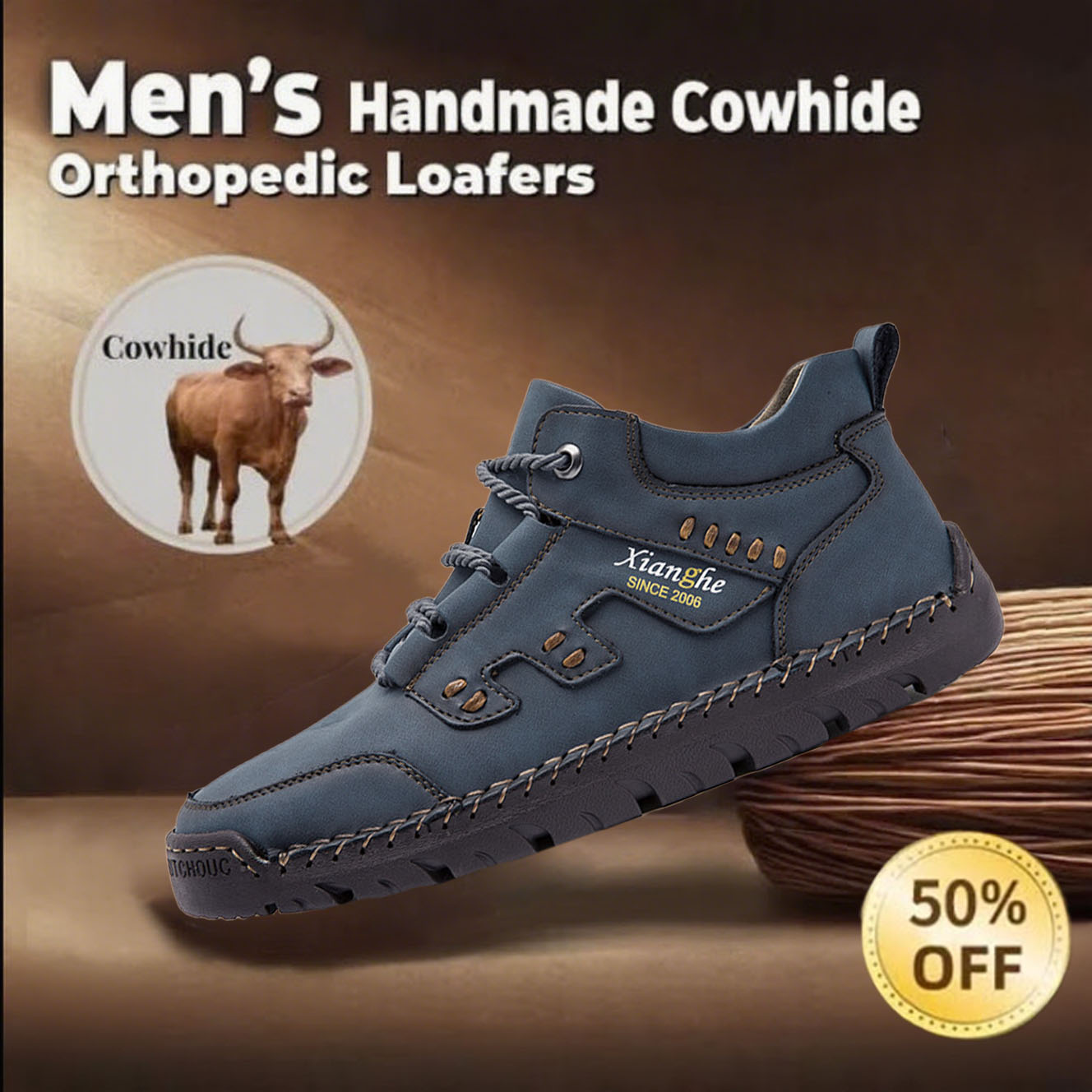 ⏰This Week 70% OFF🔥Casual leather arch support non-slip wear-resistant high-top loafers