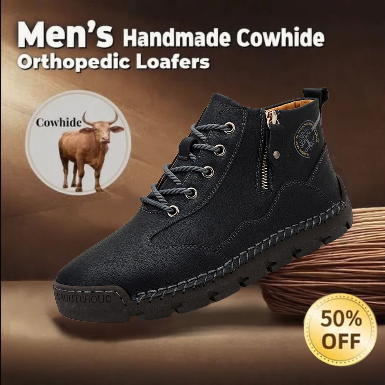 This Week 70% OFF🔥Casual leather arch support non-slip wear-resistant high-top loafers