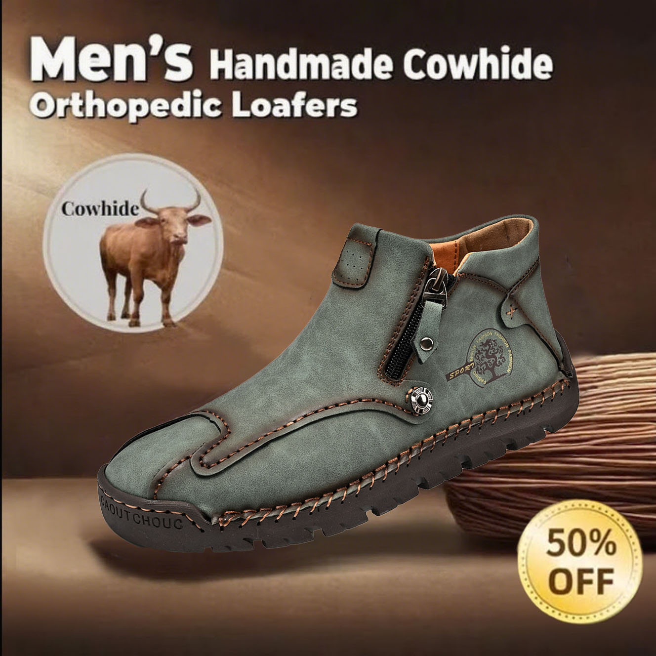 Today 50% OFF🔥Casual leather arch support non-slip wear-resistant high-top loafers