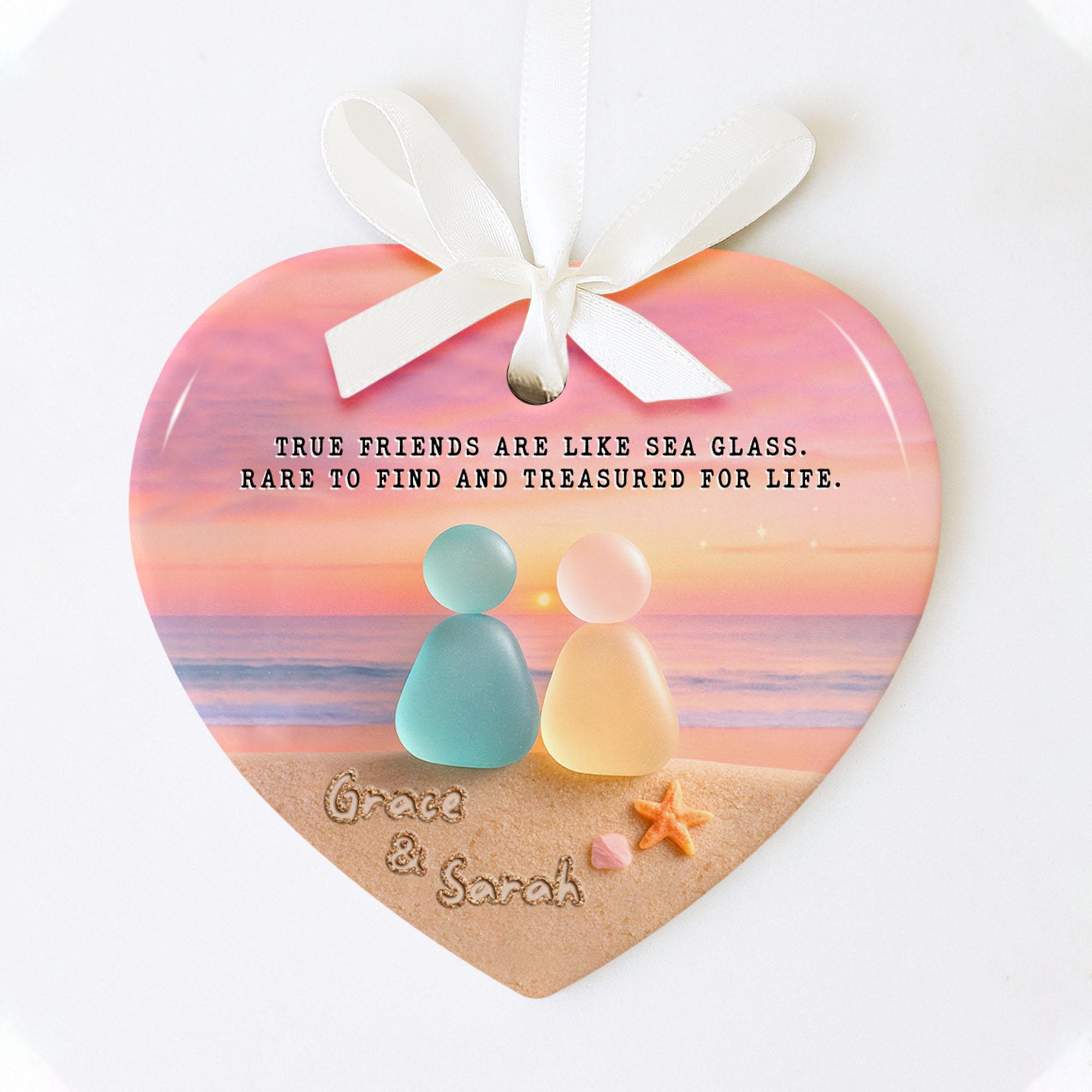 🌈Colorful Heart Sea Glass Friendship Ornament💕