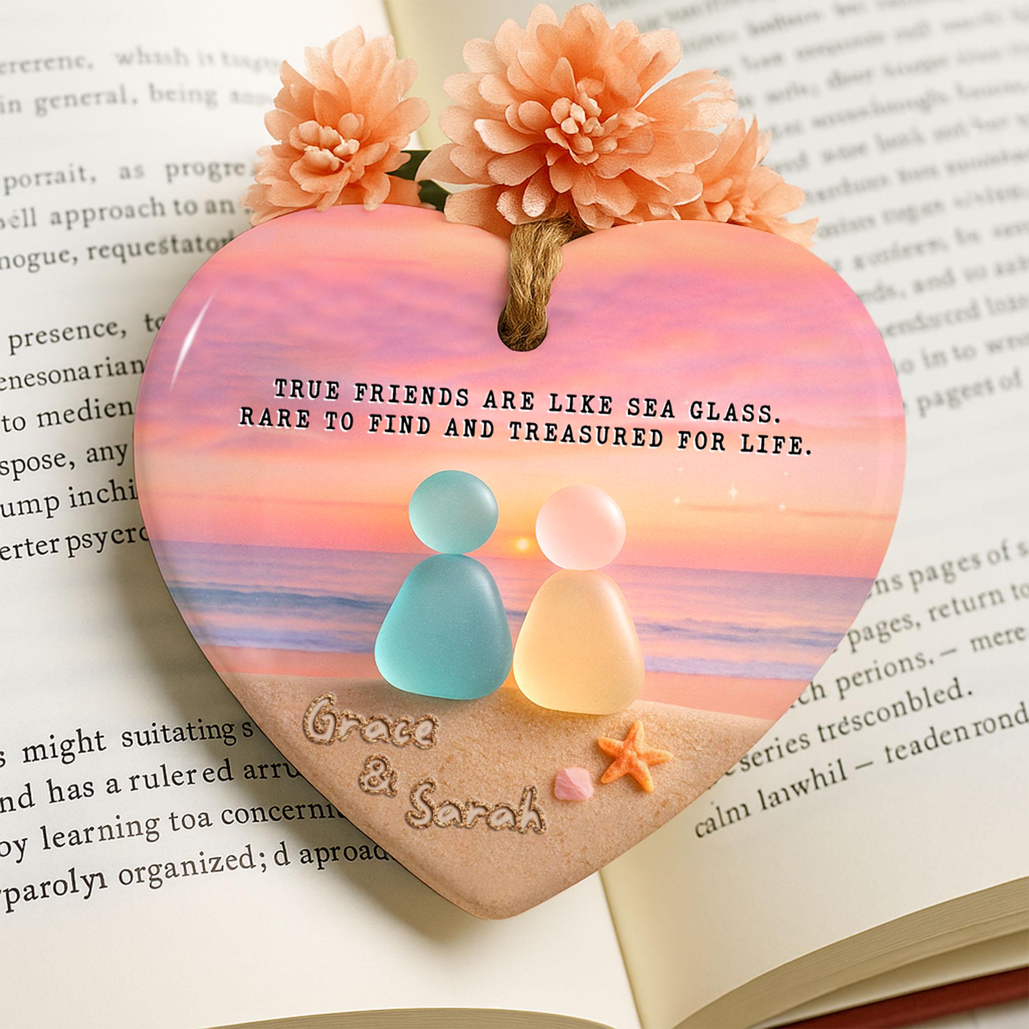 🌈Colorful Heart Sea Glass Friendship Ornament💕
