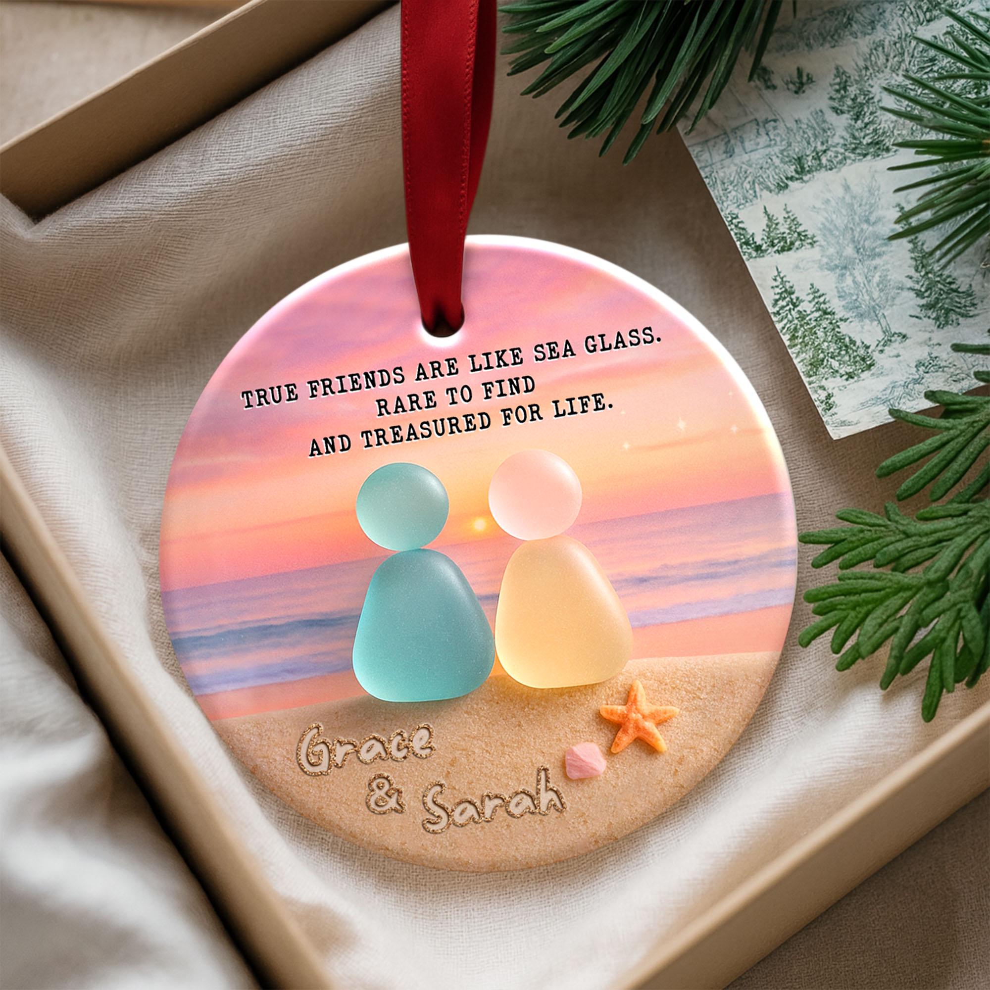 🌈Colorful Heart Sea Glass Friendship Ornament💕