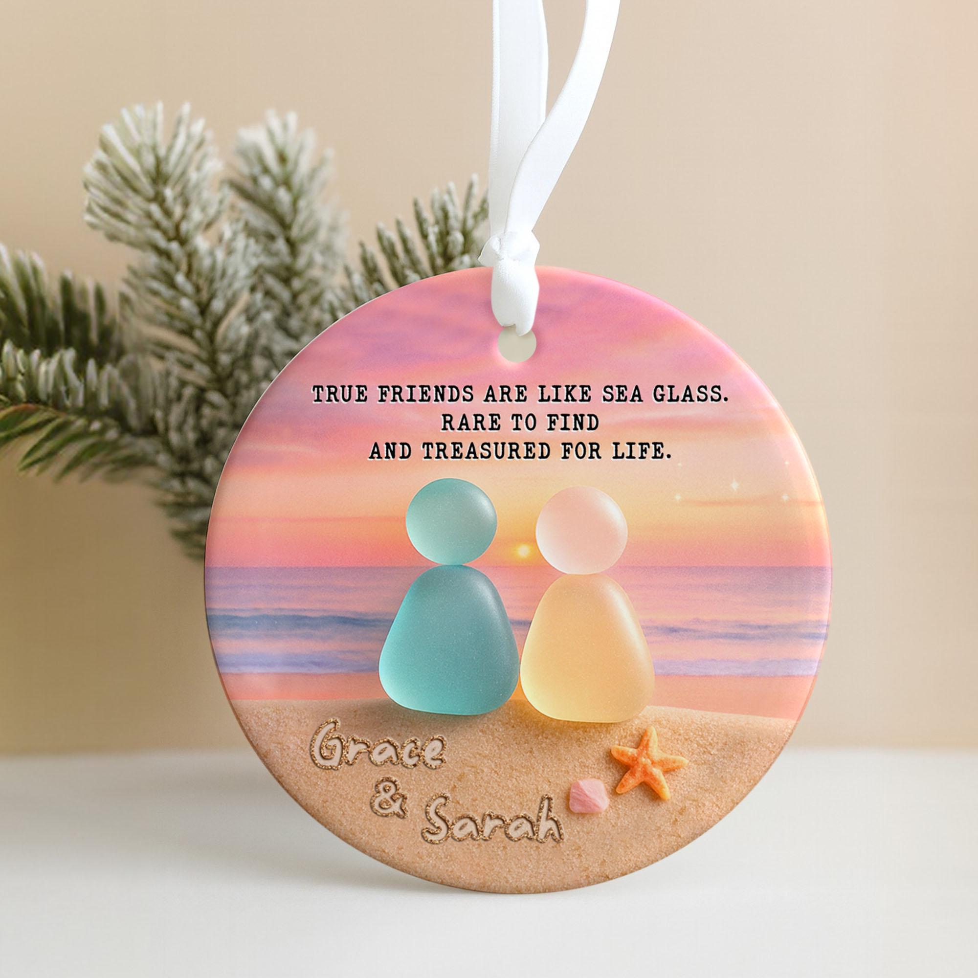 🌈Colorful Heart Sea Glass Friendship Ornament💕