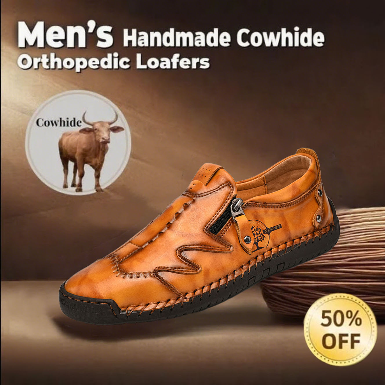 ⏰Limited Time Deal – 50% Off! Men's Vintage Hand - Stitched Comfortable Soft Leather Shoes