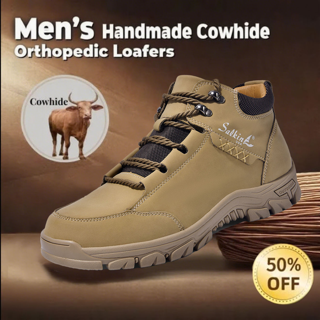 Now 70% OFF🔥Casual leather arch support non-slip wear-resistant high-top loafers