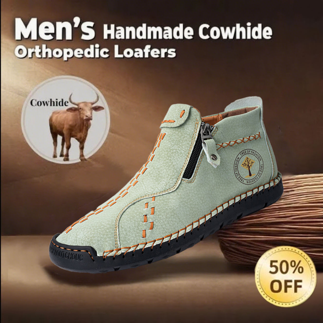 ⏰Last Day 70% OFFCasual leather arch support non-slip wear-resistant high-top loafers