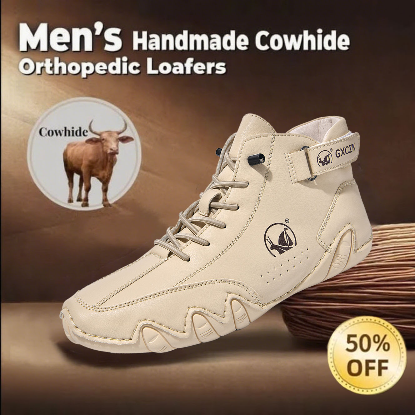 ⏰Today 60% OFF Casual leather arch support non-slip wear-resistant high-top loafers
