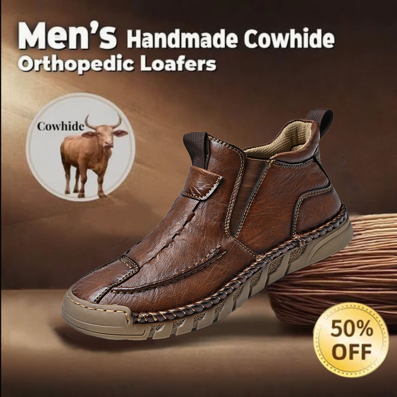 🔥Today 60% OFF🔥Casual leather arch support non-slip wear-resistant high-top loafers