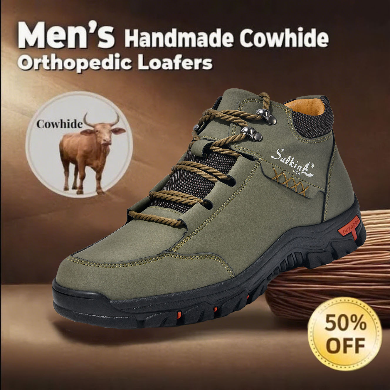 Now 70% OFF🔥Casual leather arch support non-slip wear-resistant high-top loafers