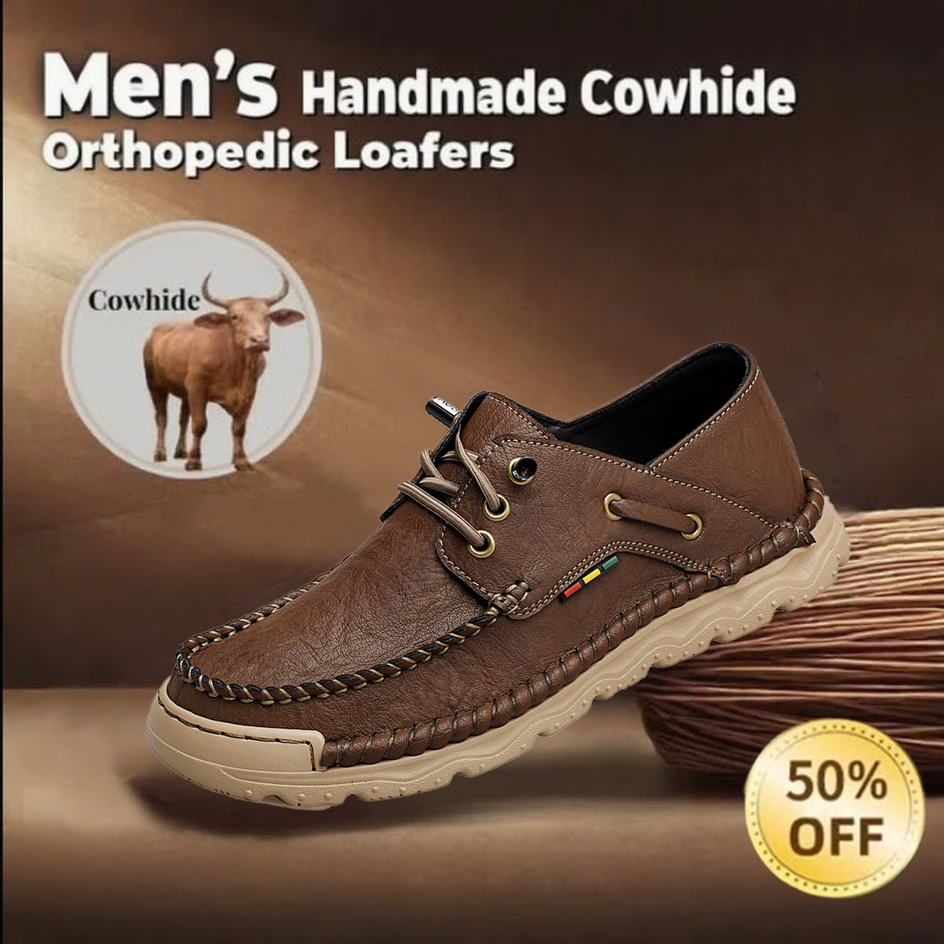 Limited Time Deal – 70% Off! Men's Vintage Hand - Stitched Comfortable Soft Leather Shoes