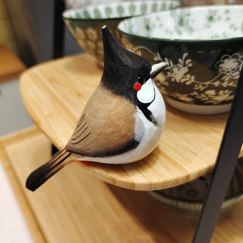 Red-whiskered bulbul Sculpted Hand-Painted Bird Figure