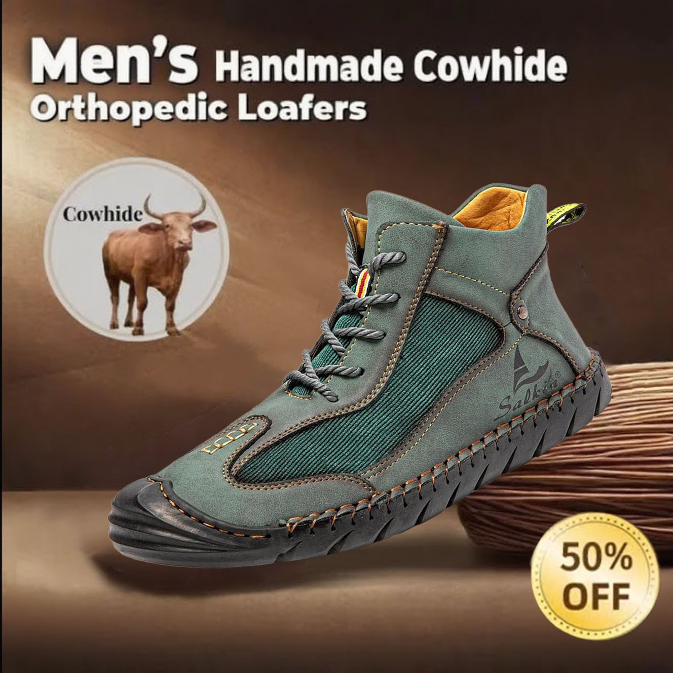 ⏰ 50% off - 2025 Newest Men's Orthopedic Leather Hiking Shoes