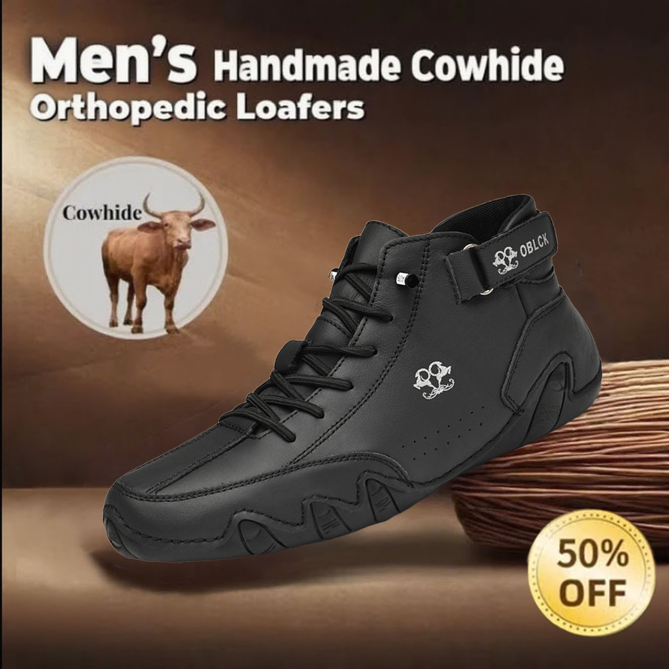 ⏰This Week 70% OFF🔥Casual leather arch support non-slip wear-resistant high-top loafers