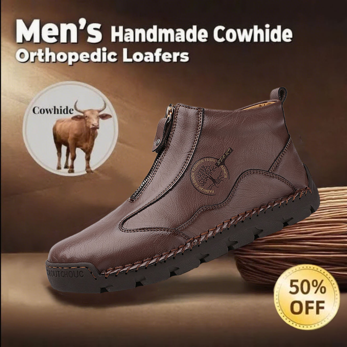 ⏰Final Day 70% OFF🔥Casual leather arch support non-slip wear-resistant high-top loafers