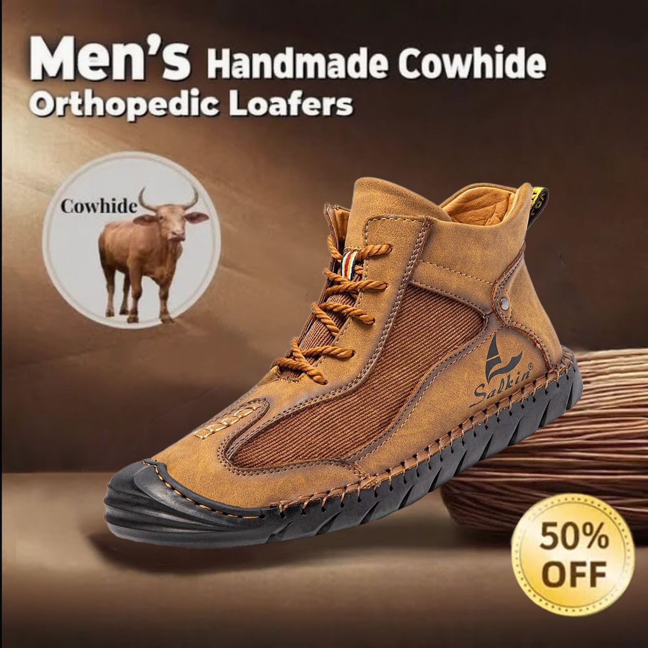 ⏰ 50% off - 2025 Newest Men's Orthopedic Leather Hiking Shoes