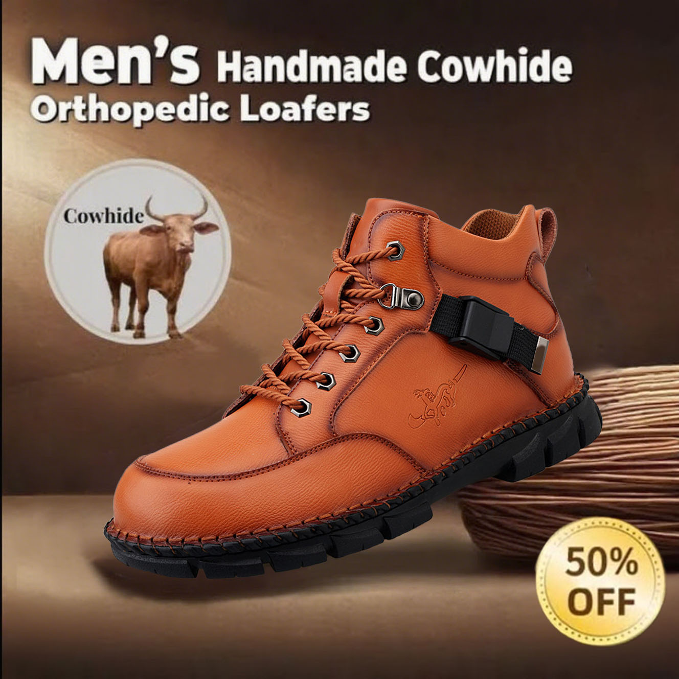 ⏰Final Day 70% OFF Casual leather arch support non-slip wear-resistant high-top loafers