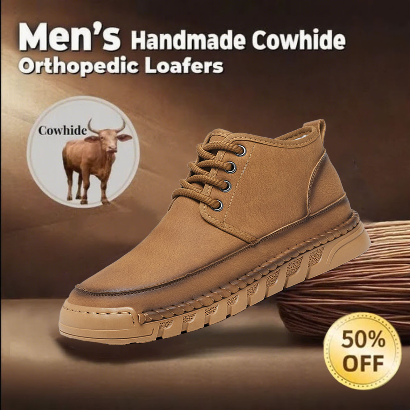 ⏰Last day 70% OFF🔥Casual leather arch support non-slip wear-resistant high-top loafers