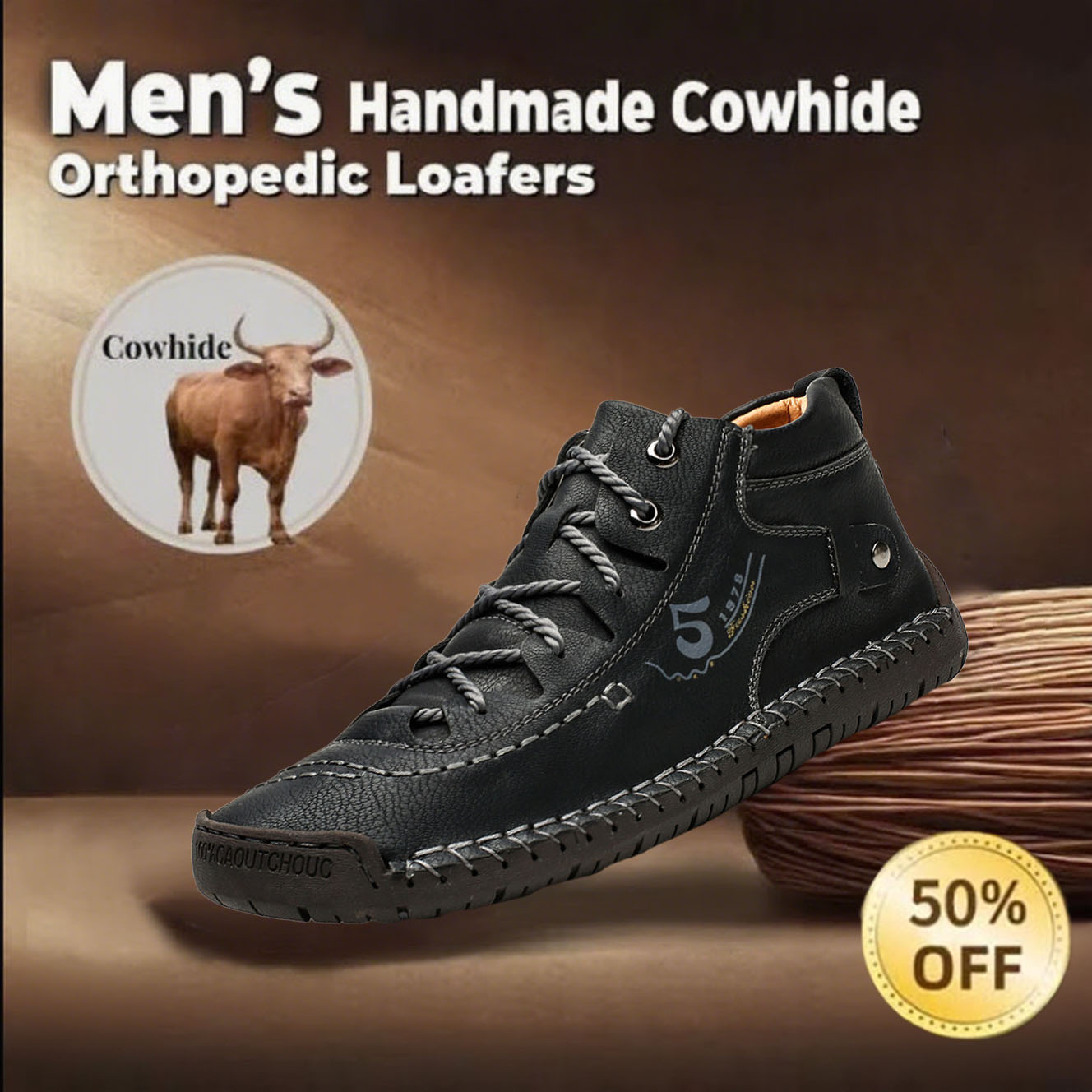 ⏰This Week 70% OFF🔥Casual leather arch support non-slip wear-resistant high-top loafers