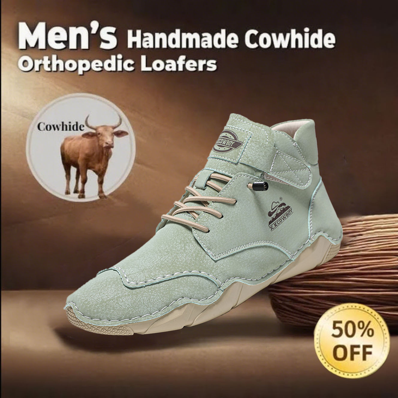 🔥Today 60% OFF Casual leather arch support non-slip wear-resistant high-top loafers