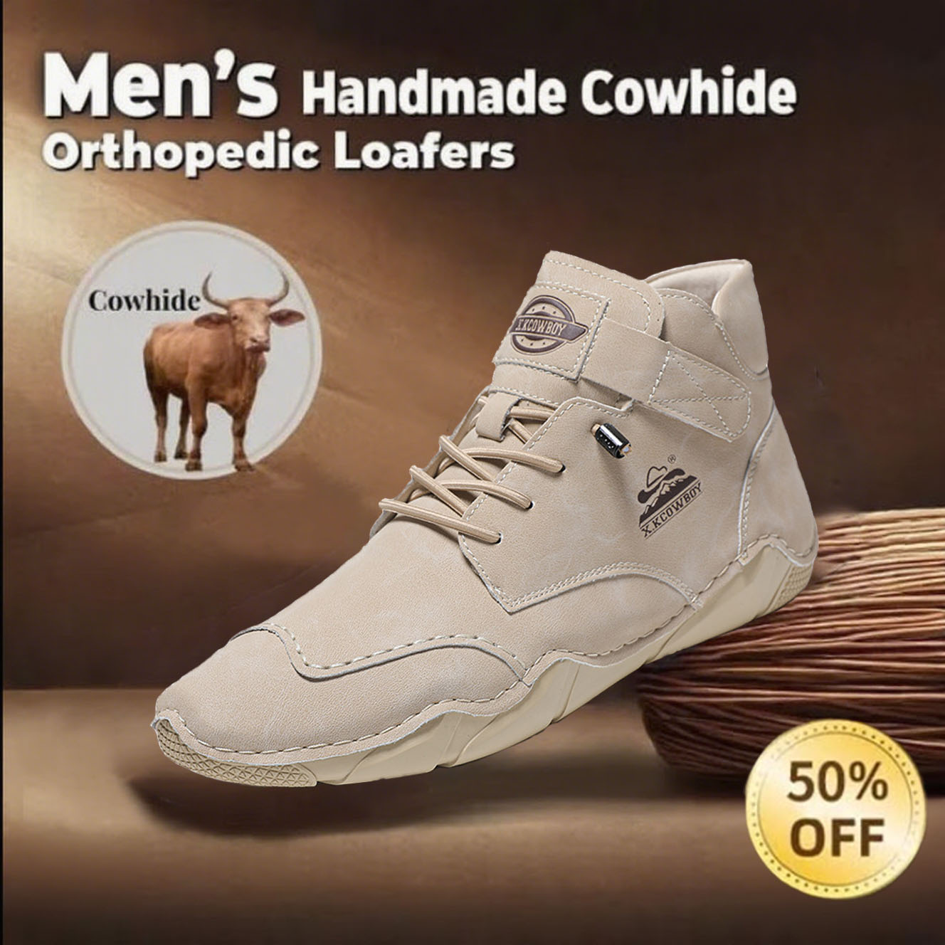 🔥Today 60% OFF Casual leather arch support non-slip wear-resistant high-top loafers