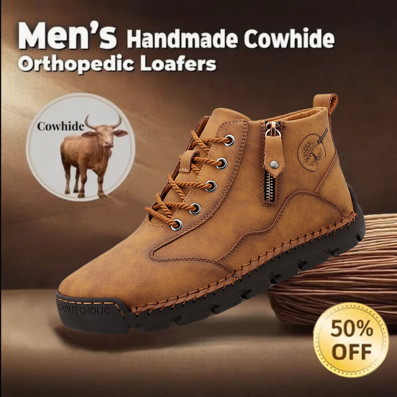 This Week 70% OFF🔥Casual leather arch support non-slip wear-resistant high-top loafers