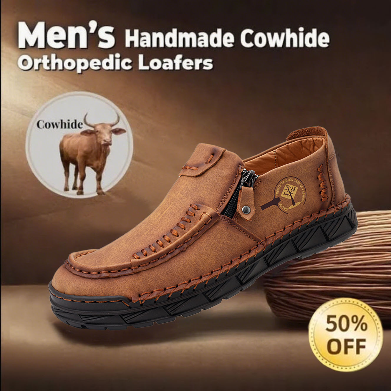 New product 60% OFF Casual leather arch support non-slip wear-resistant loafers