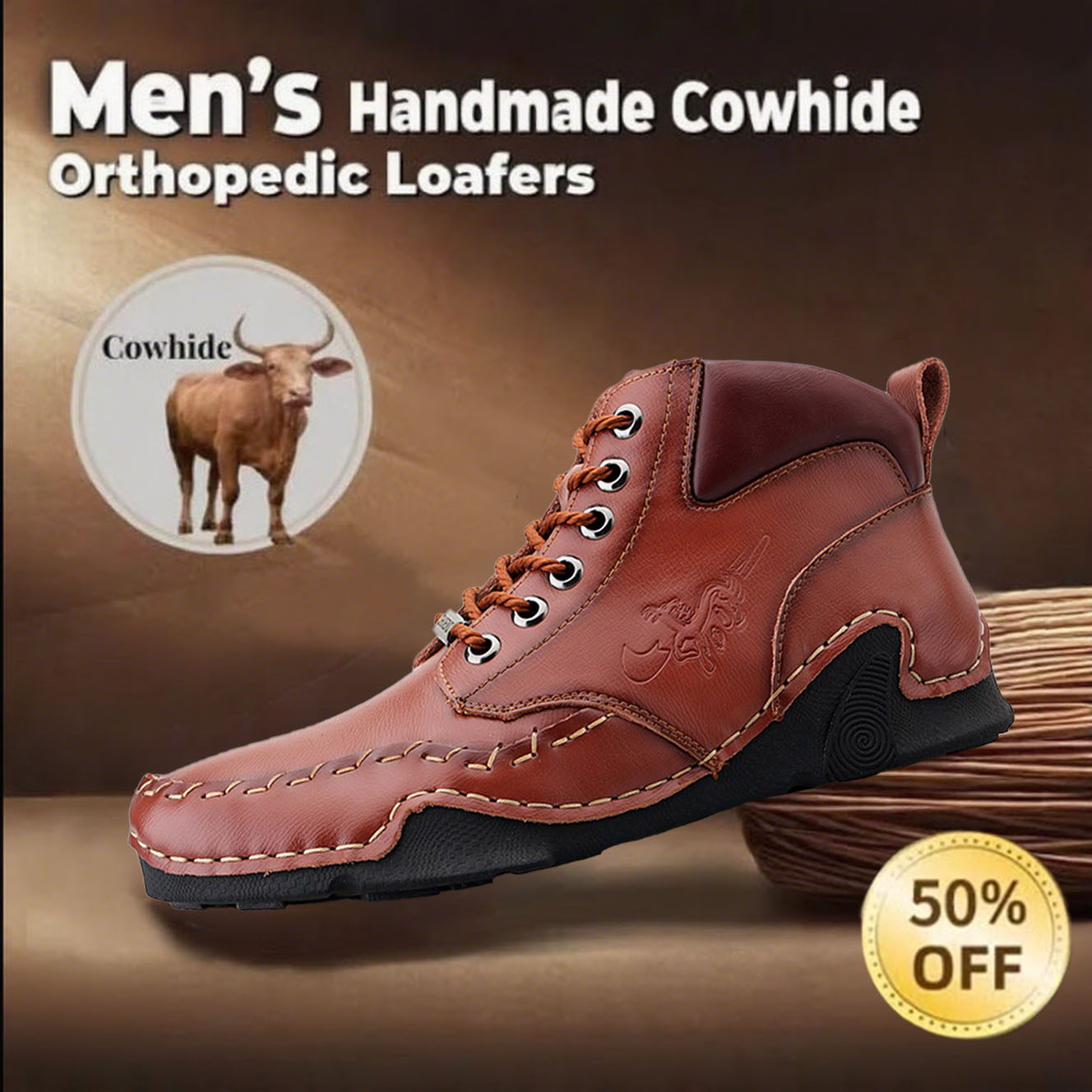⏰Today 70% off-Men's handmade leather British style Collision Avoidance orthopedic thick-soled shoes