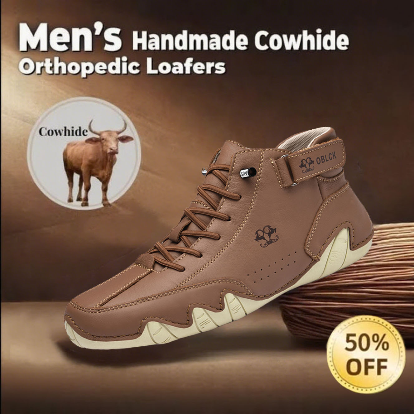 ⏰This Week 70% OFF🔥Casual leather arch support non-slip wear-resistant high-top loafers