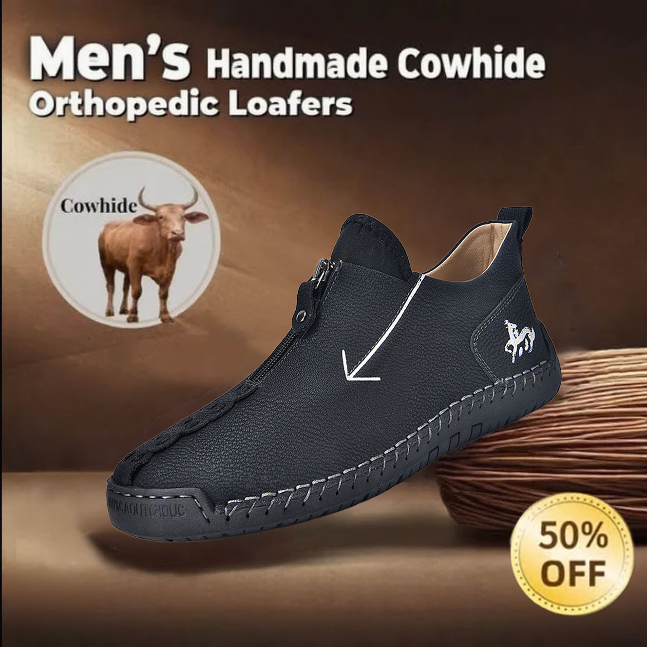 ⏰Limited Time Sale 60% OFF-Men's new handmade genuine leather orthopedic shoes with arch support