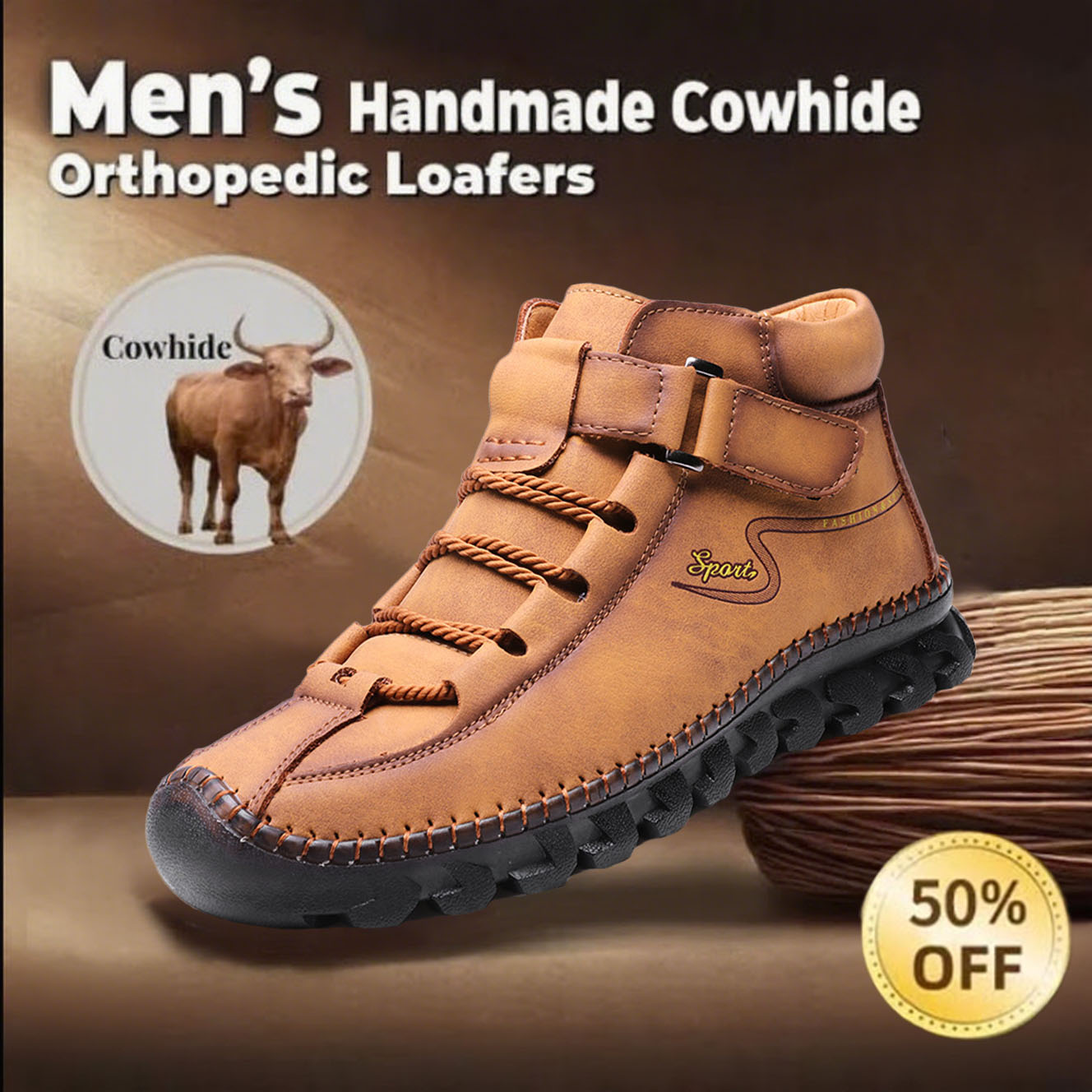 ⏰Promotion 60% OFF-hot sale men's orthopedic shoes comfortable genuine leather walking shoes