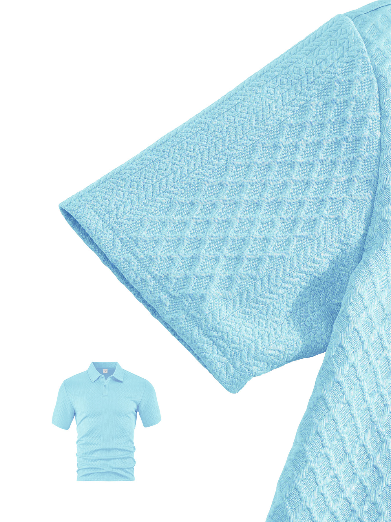 Men's summer new jacquard casual sports thin lapel POLO shirt short sleeve suit