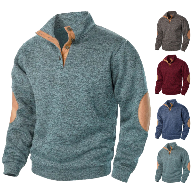  New Men's Stand Collar Joint Stitching Casual Jacquard Cardigan Sweater