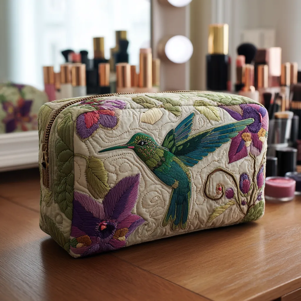 Hummingbird Quilted Makeup Bag NCU0VT288
