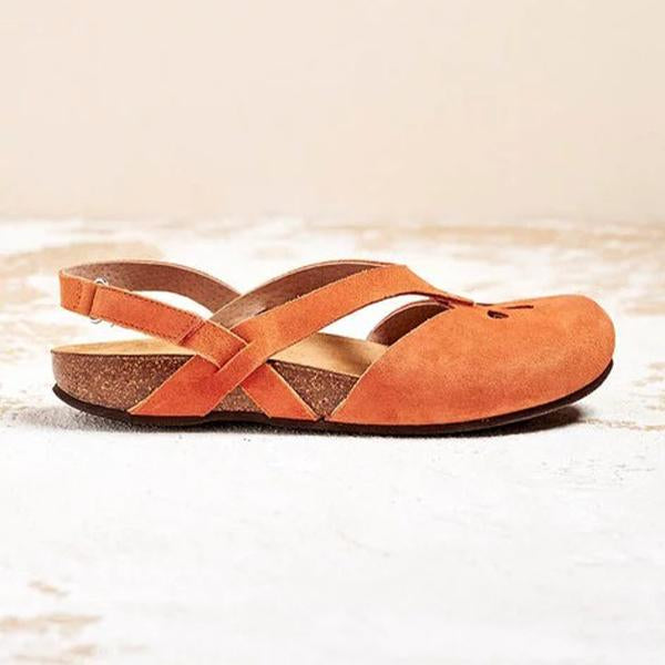 Women's Retro Velcro Cutout Flat Sandals