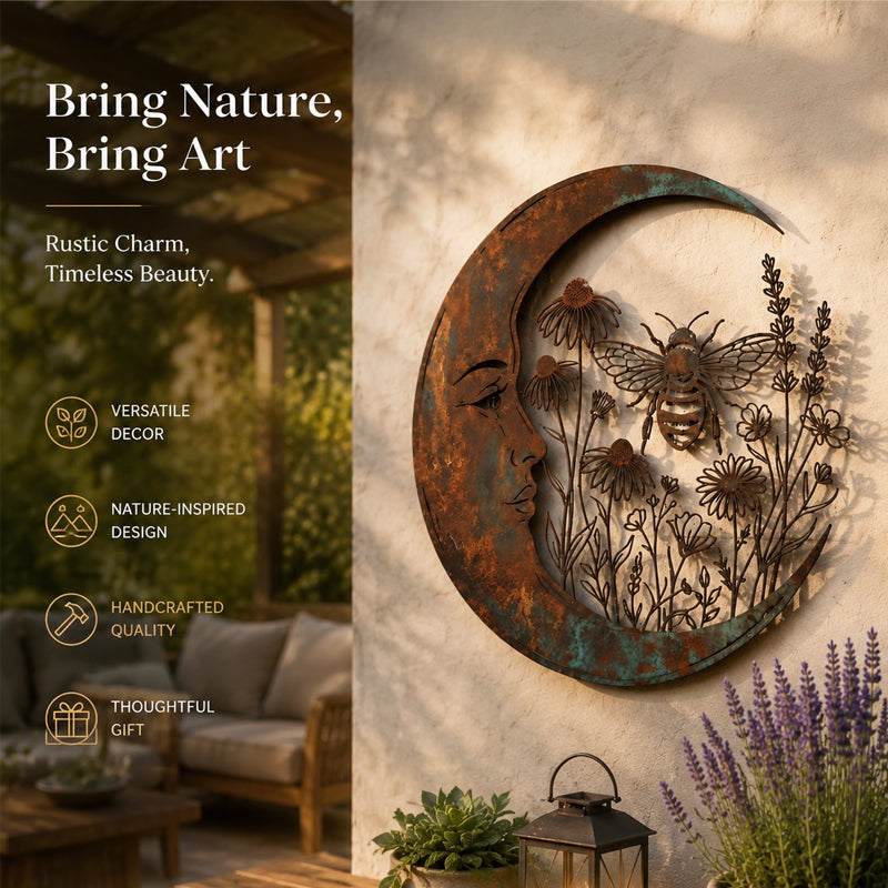 ⏰ LAST DAY 50% OFF - 🌙Enchanted Moon Garden Wall Art – Vintage Nature Inspired Metal Wall Decor