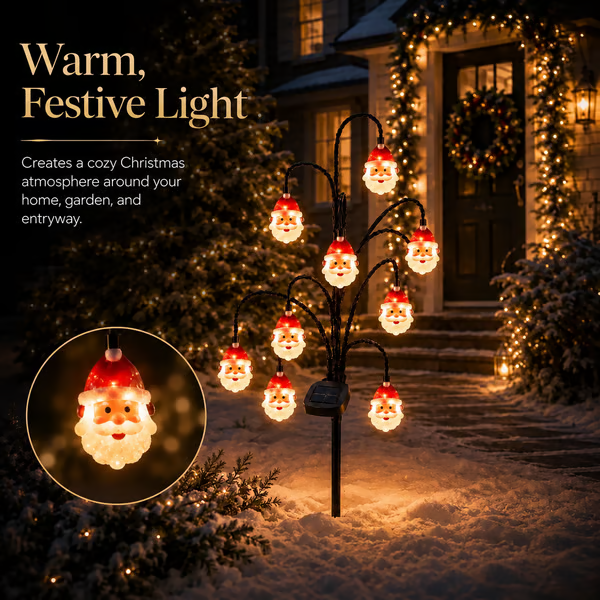 🎄 Solar Christmas tree garden stake with glowing ornaments