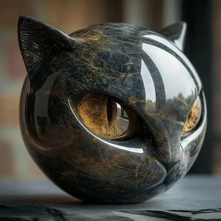 Black Cat Stone Sculpture – A Symbol of Luck and Style
