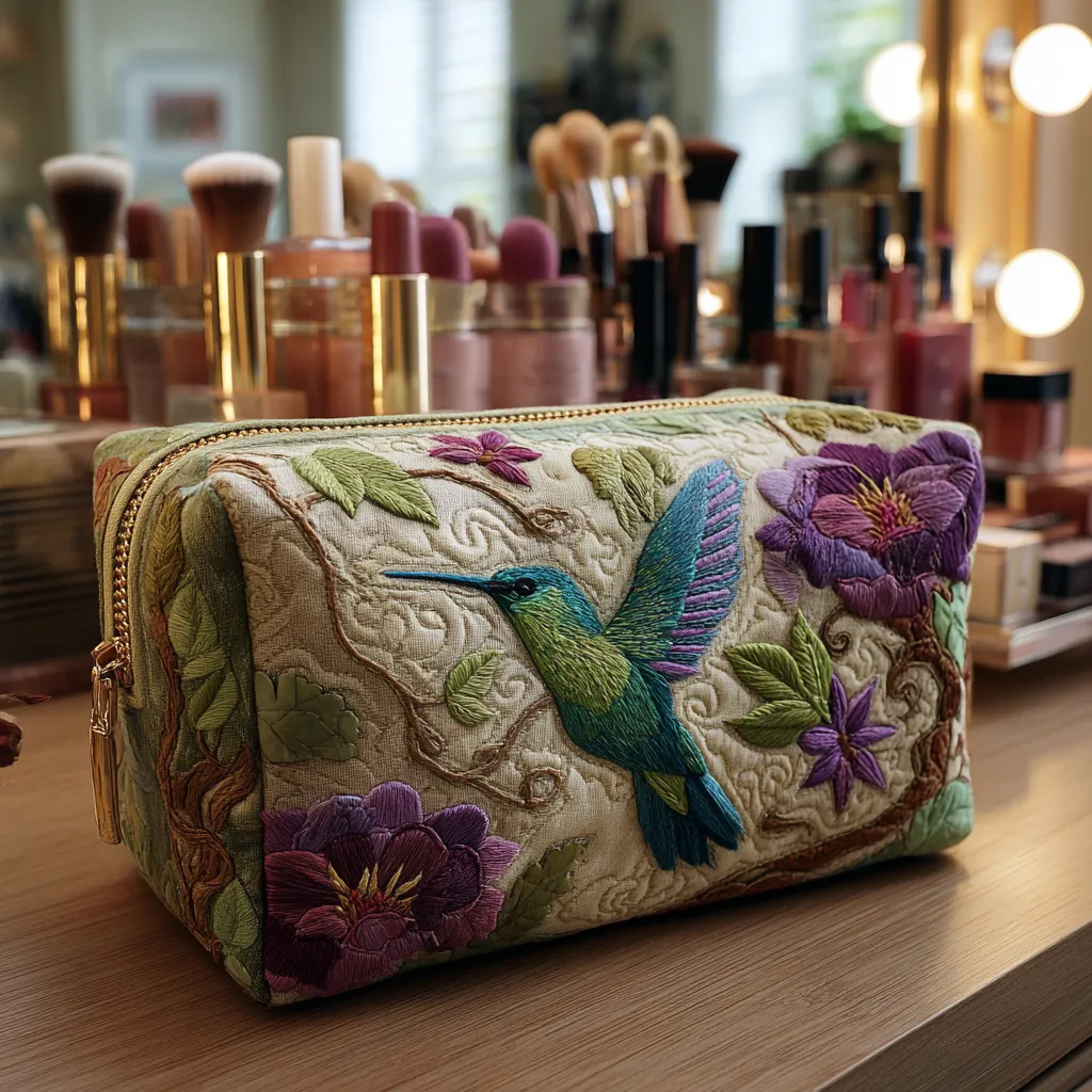 Hummingbird Quilted Makeup Bag NCU0VT288