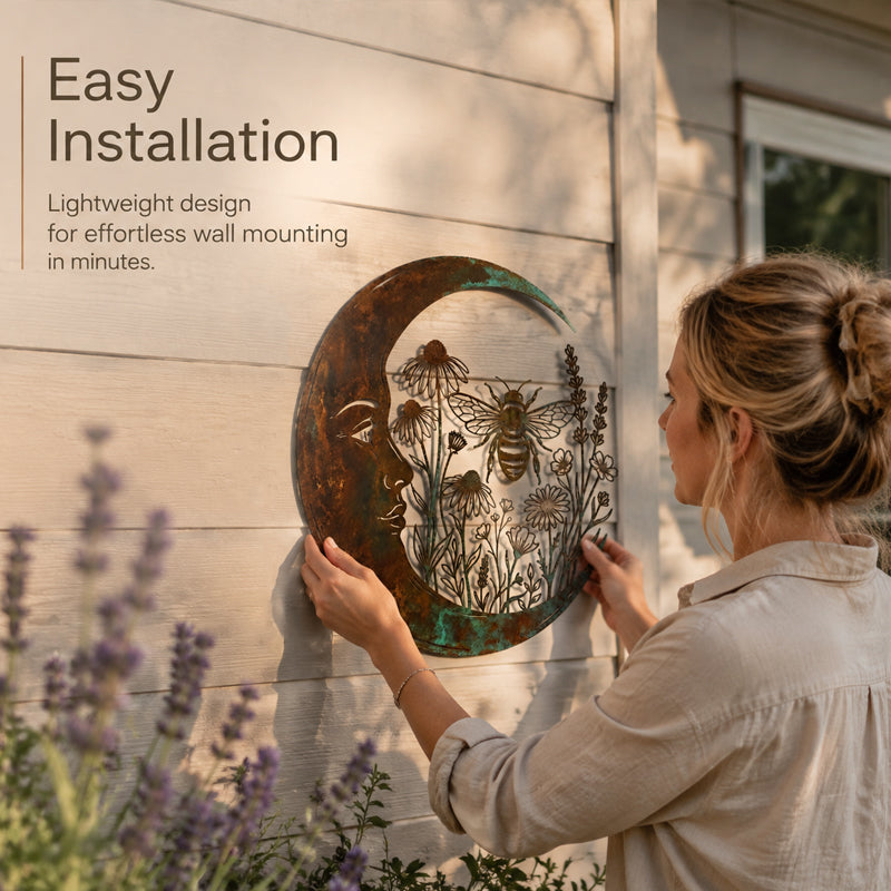 ⏰ LAST DAY 50% OFF - 🌙Enchanted Moon Garden Wall Art – Vintage Nature Inspired Metal Wall Decor
