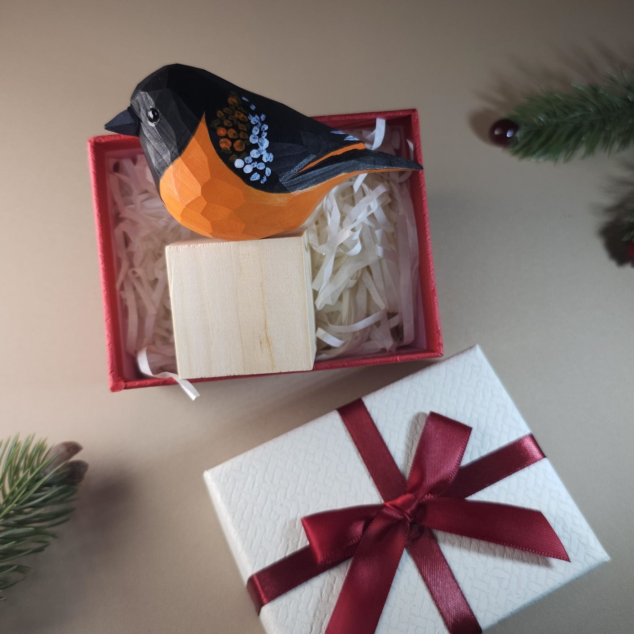 Bird Figurine comes with wooden stand and gift box packaging
