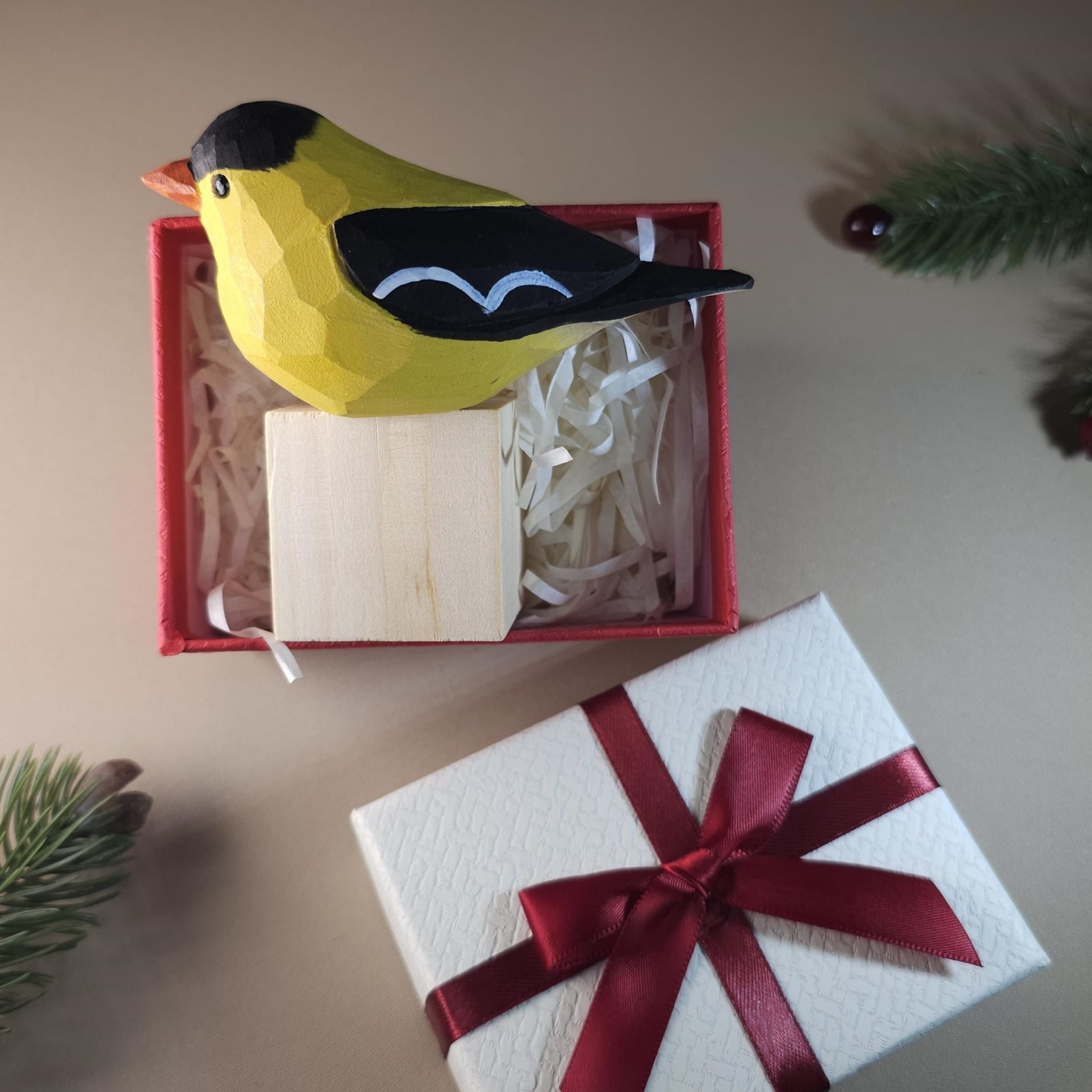 Bird Figurine comes with wooden stand and gift box packaging
