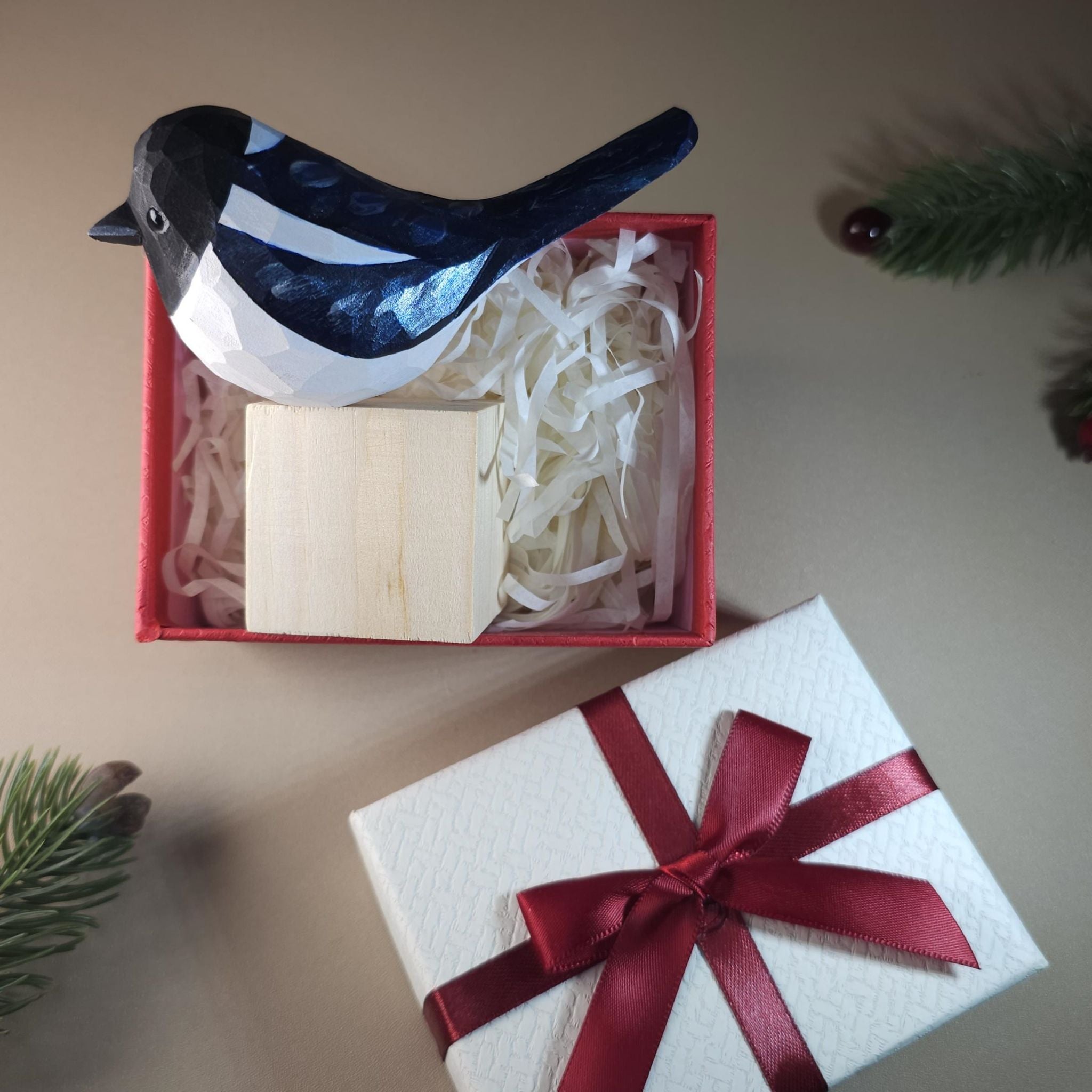 Bird Figurine comes with wooden stand and gift box packaging