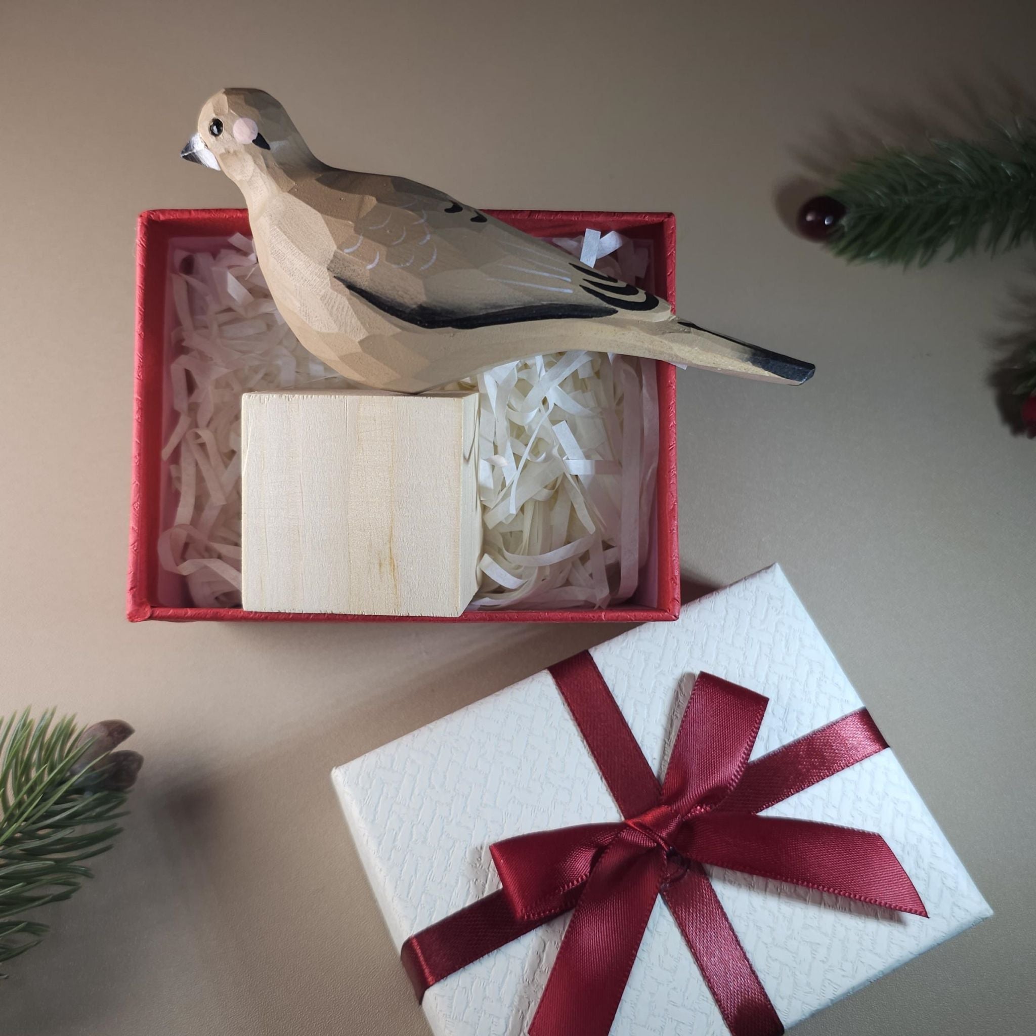 Bird Figurine comes with wooden stand and gift box packaging